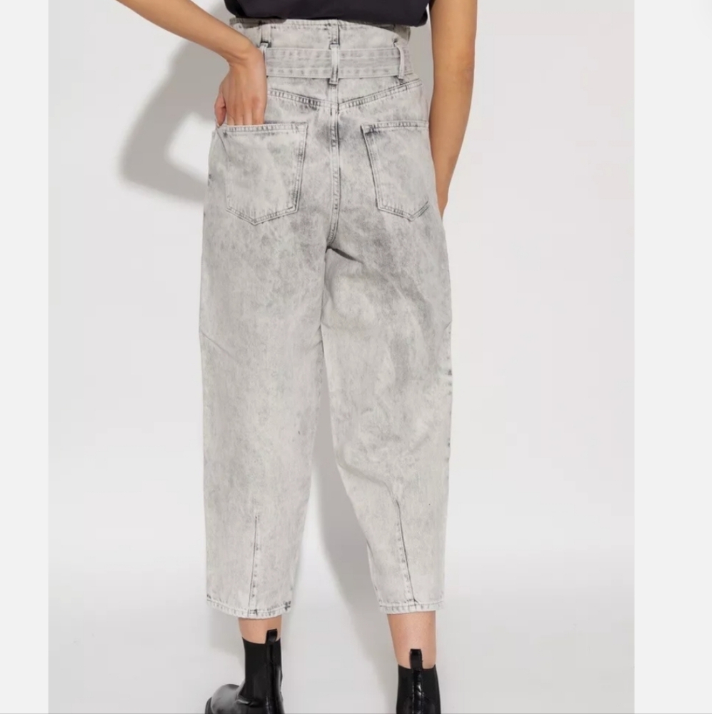 AllSaints Sammy High Rise Paperbag Jeans Gray 100% Cotton US Size 6 - Picture 4 of 5